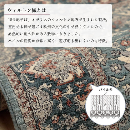 【新商品】玄関マットトルコ製ウィルトン織りクラシカル柄上品繊細立体感超高目付肌触り柔らか抗菌防臭消臭丈夫へたりにくい1年中ソファー前用ベッドサイド用約70×120cm 送料無料