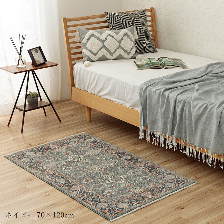 【新商品】玄関 マット トルコ製 ウィルトン 織り クラシカル柄 上品 繊細 立体感 超高目付 肌触り柔らか 抗菌防臭 消臭 丈夫 へたりにくい 1年中 ソファー前用 ベッドサイド用 約60×95cm 送料無料