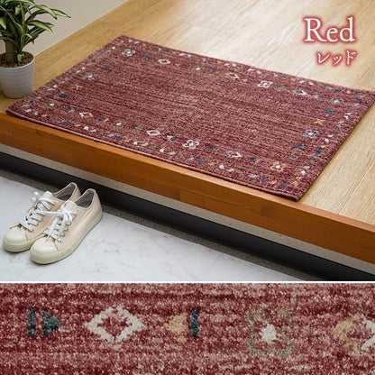 【新商品】玄関 マット トルコ製 ウィルトン 織り 民族柄 エスニック シンプル 抗菌防臭 消臭 丈夫 へたりにくい 1年中 ソファー前用 ベッドサイド用 約50×80cm ナチュラル 送料無料