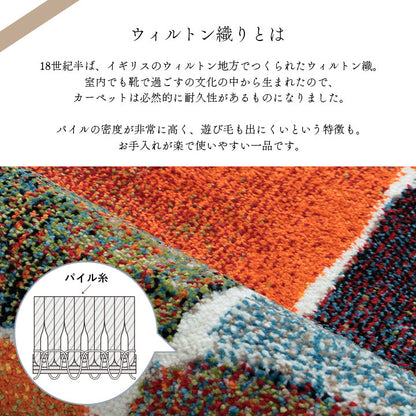 ウィルトン織 ラグ カーペット カラフル 抗菌防臭 消臭効果 長方形 リビング用 約160×230cm 送料無料