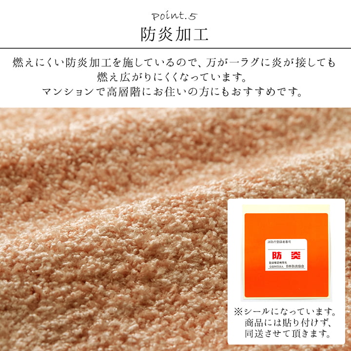 日本 抗菌 消臭 清潔 オーダー ラグ カーペット 防炎 アレルキャッチャー 抗アレル物質 ダニ対策 シャギー 無地 約3.2畳 約200×250cm 送料無料