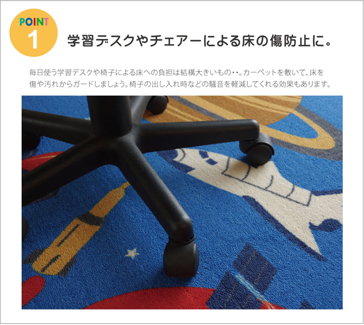【新商品】デスクカーペット 男の子 宇宙柄 『スペース』 110×133cm 送料無料