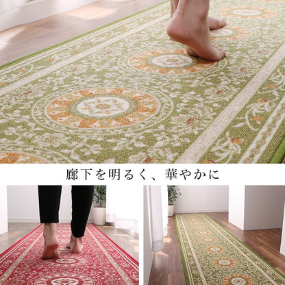 マット 廊下敷 撥水 エレガンス柄 滑りにくい 約60×180cm 送料無料
