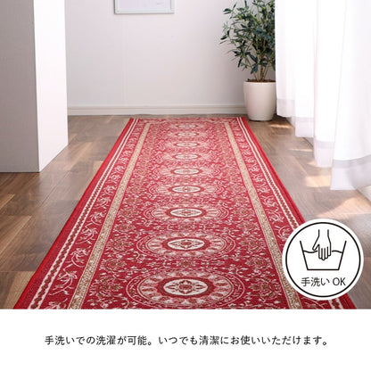 マット 廊下敷 撥水 エレガンス柄 滑りにくい 約60×180cm 送料無料