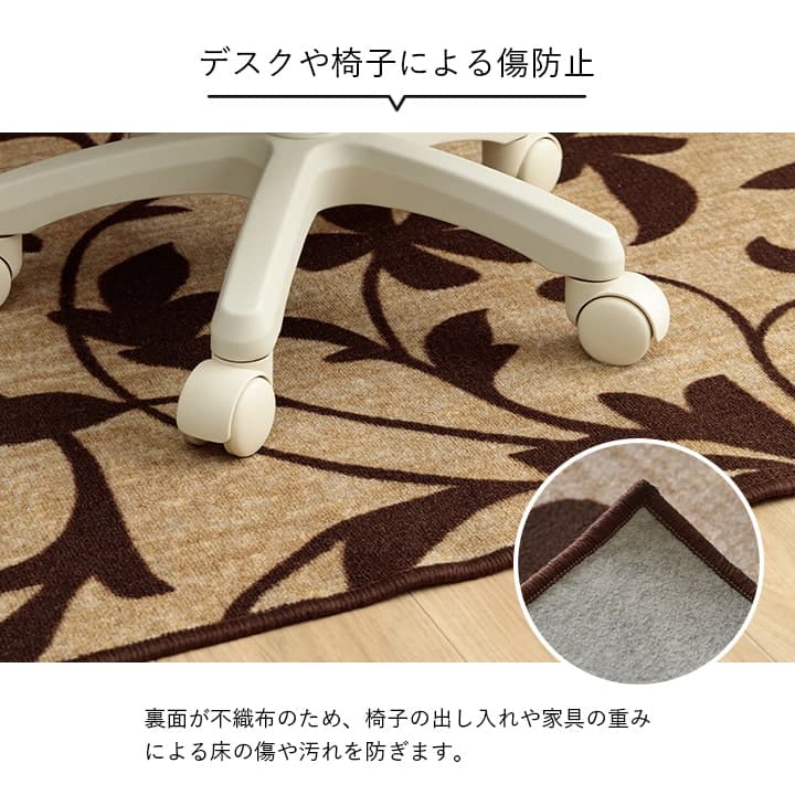 【新商品】デスクカーペット キッズルームマット デスクワークマット ボタニカル柄 撥水 約110×133cm 送料無料