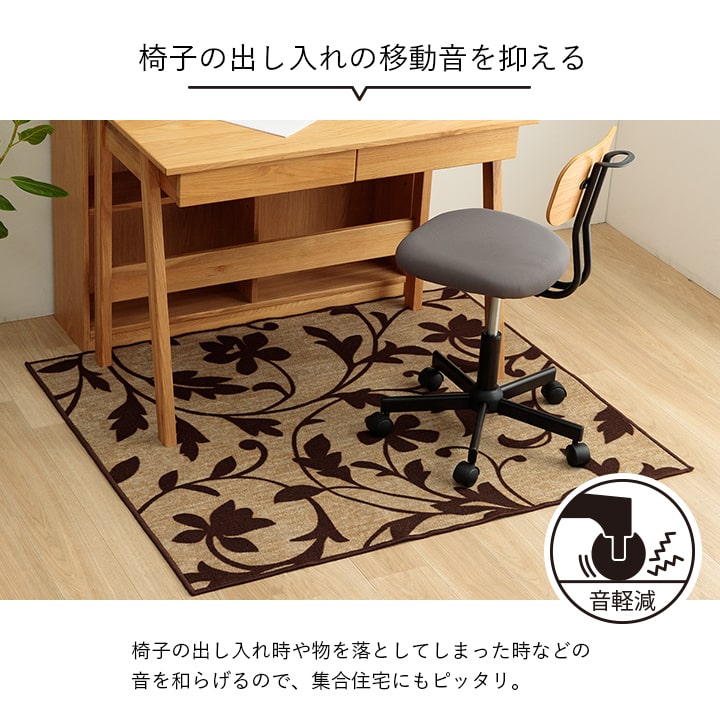 【新商品】デスクカーペット キッズルームマット デスクワークマット ボタニカル柄 撥水 約133×190cm 送料無料