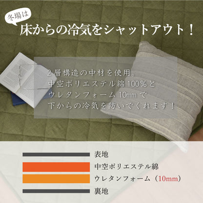 こたつ敷き布団 キルトラグ ラグ カーペット 3畳  先染め 刺し子調 約190×260cm（ホットカーペット対応） 送料無料