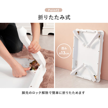 フェミニンシリーズ 折れ脚テーブル ホワイト テーブル センターテーブル コンパクト 可愛い