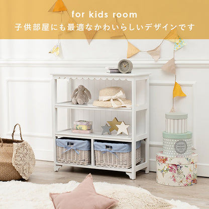 キャビネット ホワイト 収納家具 可愛い バスケット2 フリル バスケット 北欧 おしゃれ シンプル モダン