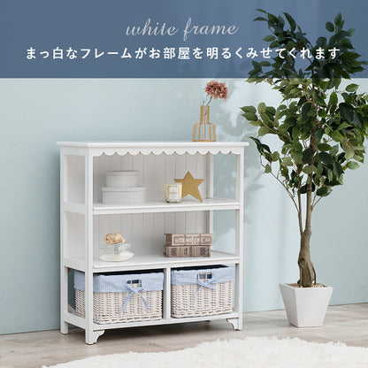 キャビネット ホワイト 収納家具 可愛い バスケット2 フリル バスケット 北欧 おしゃれ シンプル モダン