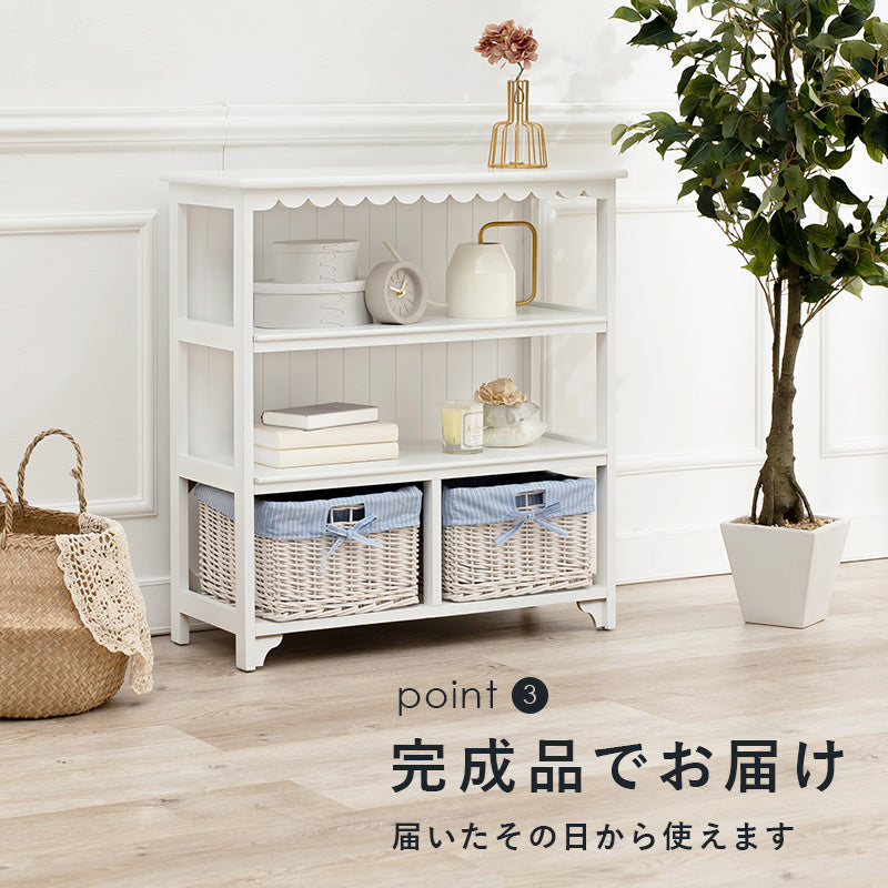 キャビネット ホワイト 収納家具 可愛い バスケット2 フリル バスケット 北欧 おしゃれ シンプル モダン