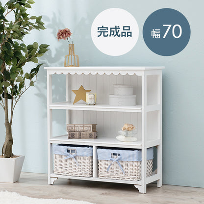 キャビネット ホワイト 収納家具 可愛い バスケット4 フリル バスケット 北欧 おしゃれ シンプル モダン