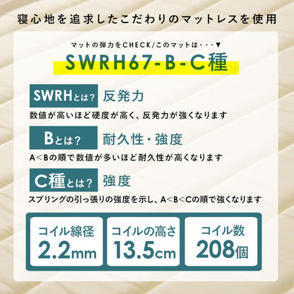 ボンネルコイルマットレスベッド シングルベッド 耐圧分散 すのこベッド セミシングルショート セミダブル