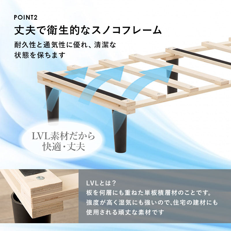 ボンネルコイルマットレスベッド シングルベッド 耐圧分散 すのこベッド セミシングルショート セミダブル