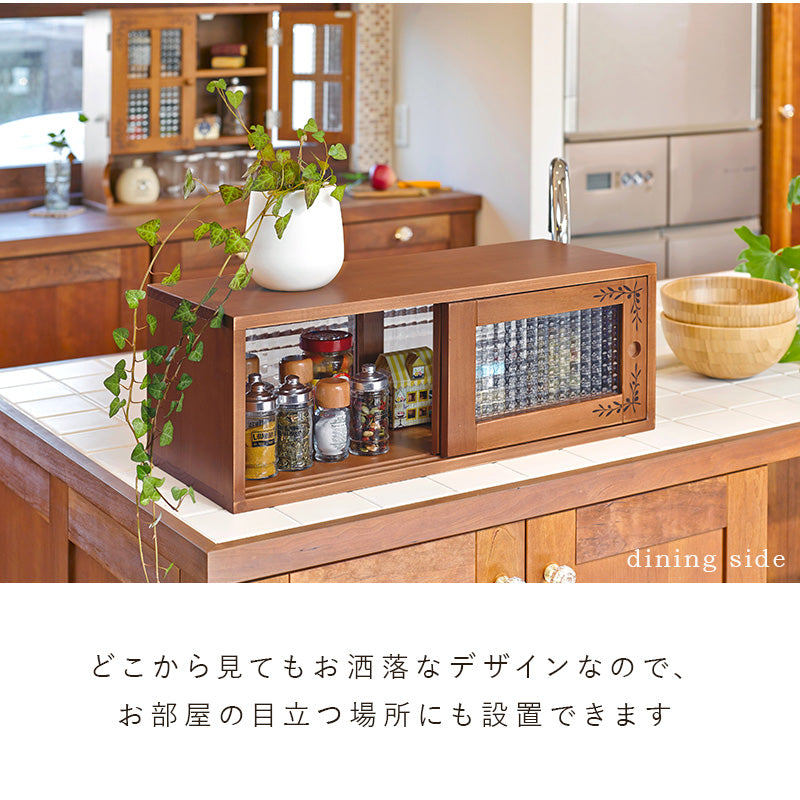 カウンター上収納 ラック キッチン収納 食器棚 レンジ台 収納 ガラス 収納ラック オシャレ カウンター