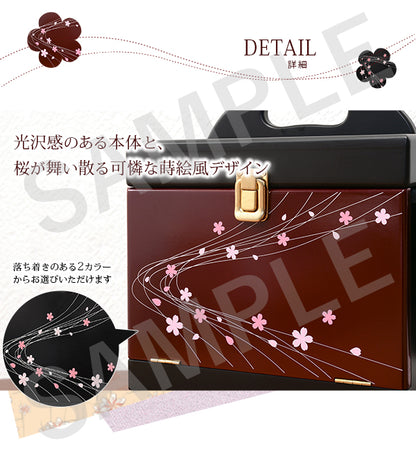 コスメボックス ドレッサー 桜模様 美しい バタフライ式 ミニテーブル 光沢 蒔絵 模様 コスメ ボックス サイド