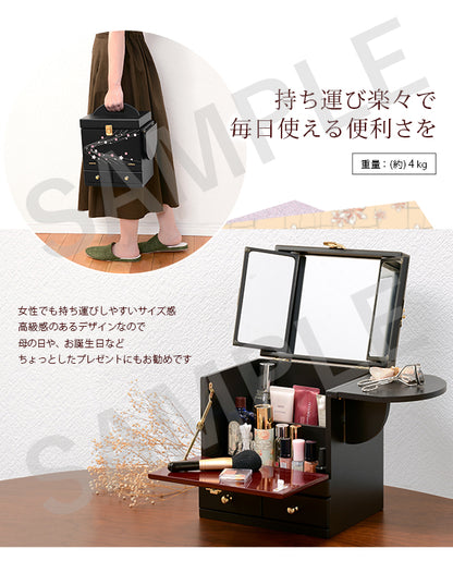 コスメボックス ドレッサー 桜模様 美しい バタフライ式 ミニテーブル 光沢 蒔絵 模様 コスメ ボックス サイド