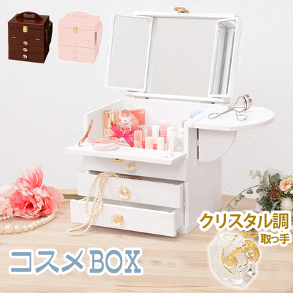 コスメボックス ドレッサー 桜模様 美しい バタフライ式 ミニテーブル 光沢 蒔絵 模様 コスメ ボックス サイド