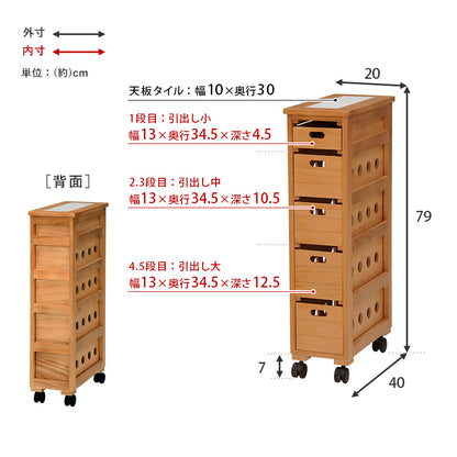ストッカー キッチン収納 ワゴン 幅20 タイル天板 熱い キッチン 重宝 タイル 天板 便利 おしゃれ 北欧