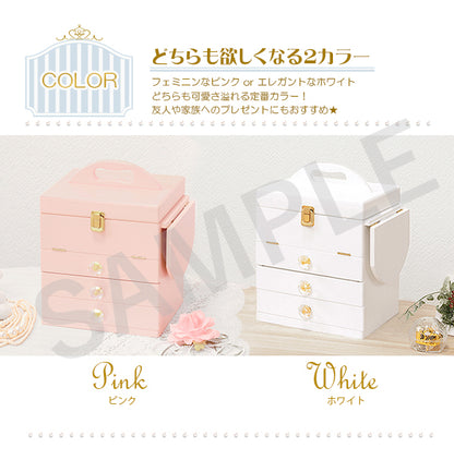 コスメボックス ドレッサー 可愛い バタフライ式 ミニテーブル クリスタル 取っ手 容量 コスメ ボックス