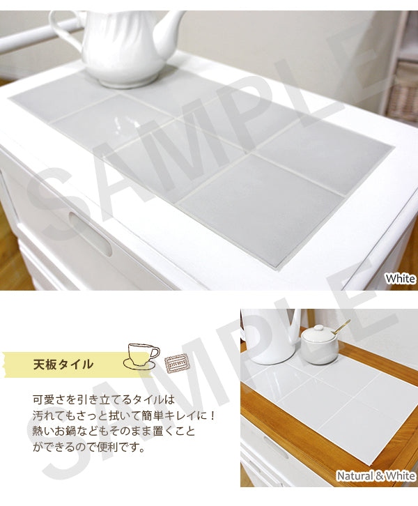 キッチンワゴン ワゴン キッチン収納 熱い キャスター 移動 キッチン 天板 タイル やかん おしゃれ 北欧