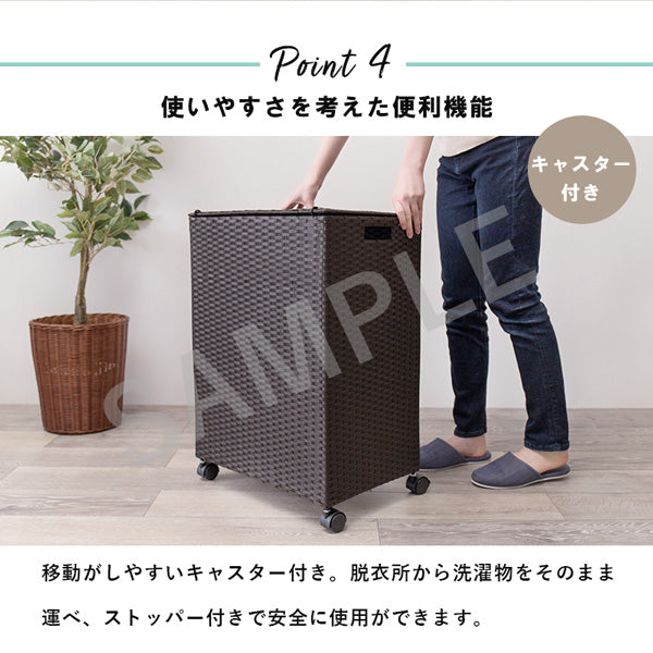 キャスター付収納ボックス 収納家具 チェスト ランドリー バスケットタイプ 通気 水回り おしゃれ 北欧