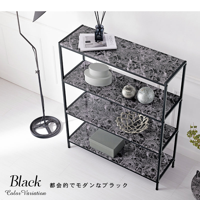 オープンラック ラック 収納家具 本棚 オープン モノトーン 気品 大理 高級感 ツヤ 高級 おしゃれ 北欧