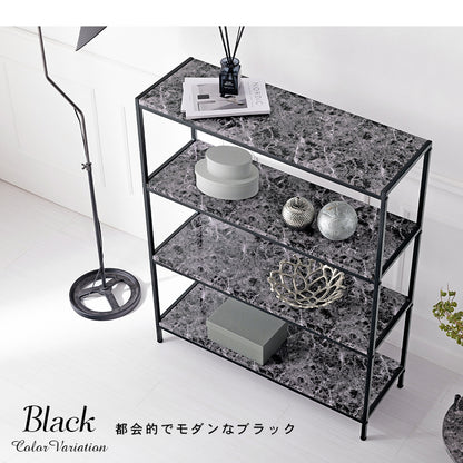 オープンラック ラック 収納家具 本棚 オープン モノトーン 気品 大理 高級感 ツヤ 高級 おしゃれ 北欧