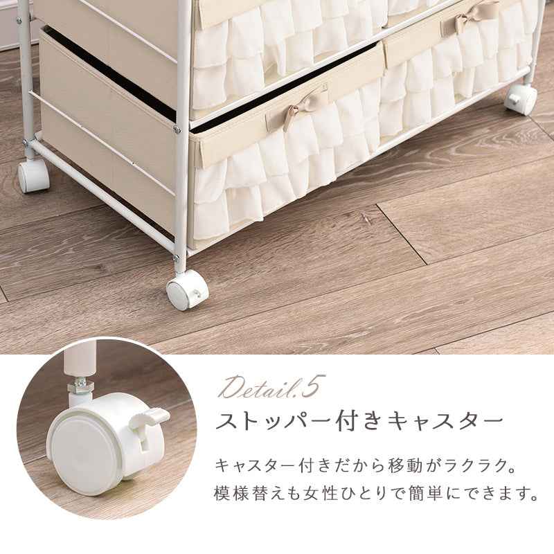 チェスト 収納家具 ランドリー 可愛い フリル 乙女心 エレガント おしゃれ 北欧 シンプル モダン コンパクト