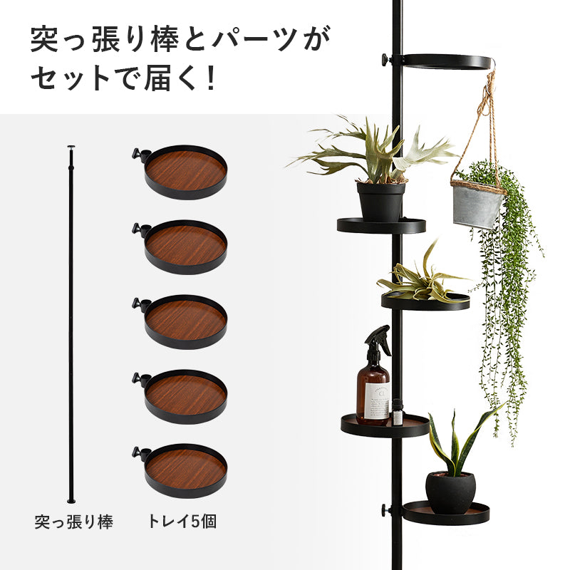 突っ張り棒 パーツ 6点セット 丸型 収納家具 本棚 オシャレ ディスプレイ 突っ張りタイプ ポールラック 賃貸