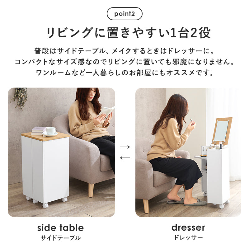 コスメワゴン ドレッサー コスメボックス コンパクト 収納 メイク 容量収納コスメワゴン 普段 リビング 容量
