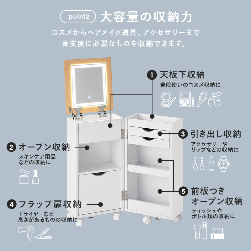 コスメワゴン ドレッサー コスメボックス コンパクト 収納 メイク 容量収納コスメワゴン 普段 リビング 容量
