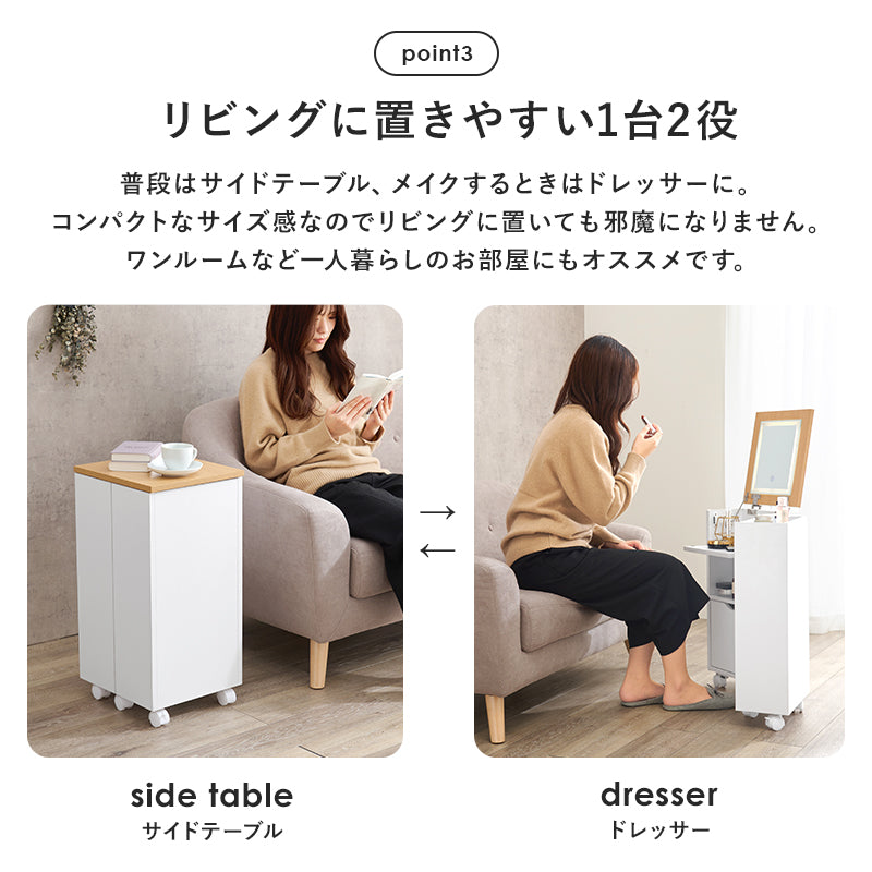 コスメワゴン ドレッサー コスメボックス コンパクト 収納 メイク 容量収納コスメワゴン 普段 リビング 容量