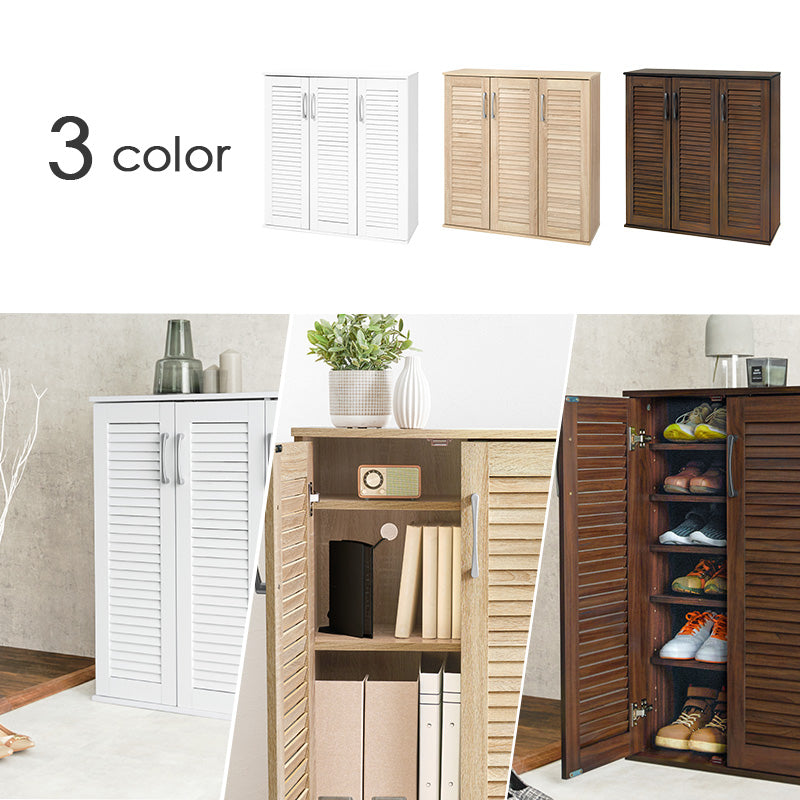 ルーバーシューズラック 玄関 収納家具 押入れ収納 収納 通気 ルーバー扉 シューズラック ルーバー 背面 湿気