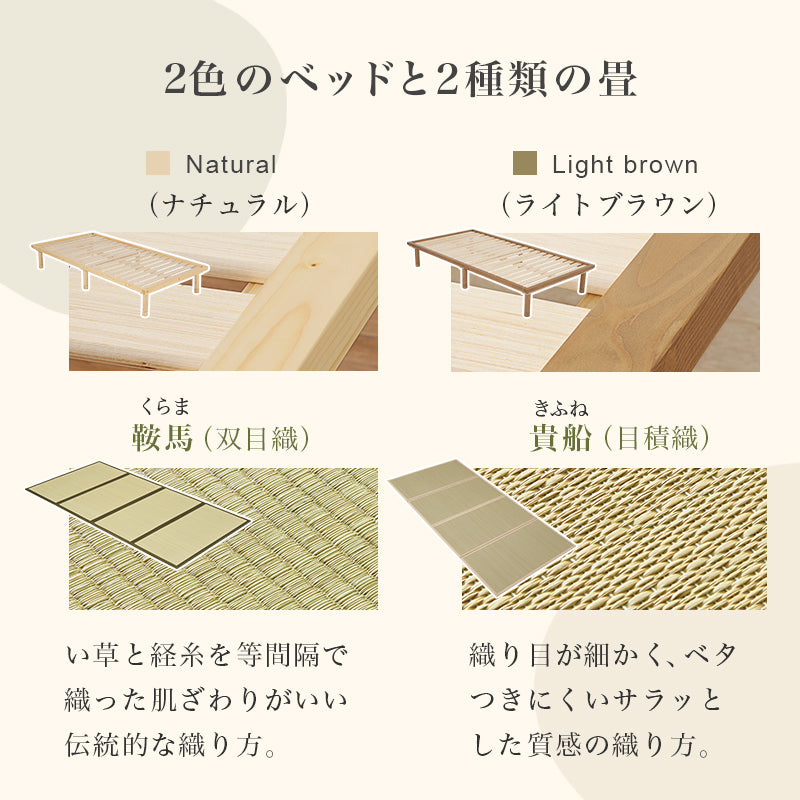 畳シングルベッド 天然い草 畳マット すのこベッド 使用 ロングサイズ 敷布 セミダブル クイーン 天然木