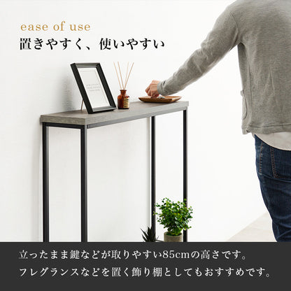 コンソールテーブル デスクテーブル コンクリート柄 リアル 天板 スチール 奥行 おしゃれ 北欧 シンプル