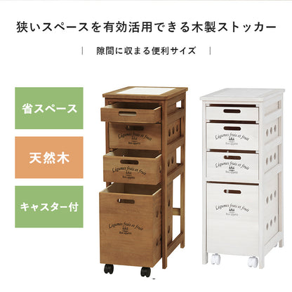 ストッカー キッチン収納 ワゴン 木製 野菜ストッカー タイル天板 熱い キャスター 通気 野菜 タイル 天板