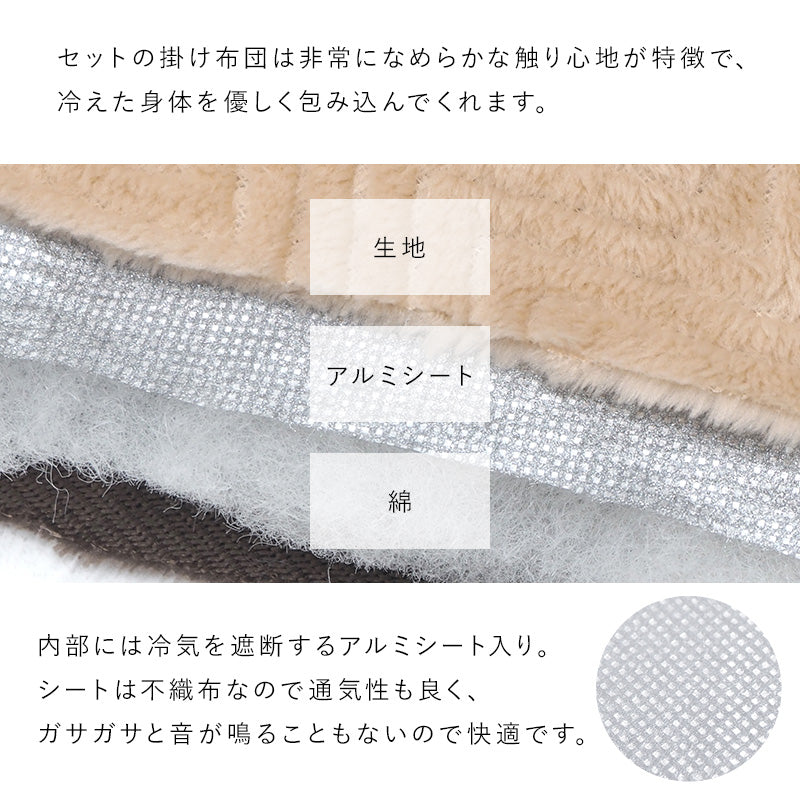 うす掛け布団 2点セット アルラビケ 長方形 美しい 木目柄 コンパクトこたつ インテリア ひとり暮らし