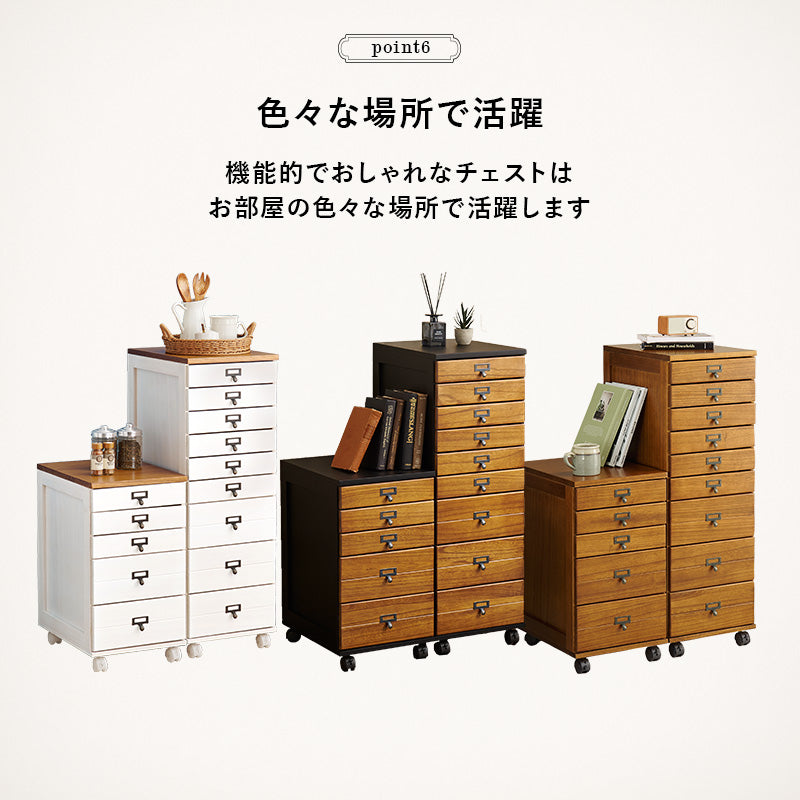 収納家具 ランドリー 多段チェスト キャスター 移動 引出し クリア ファイル 書類 おしゃれ 北欧 シンプル