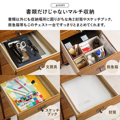 収納家具 ランドリー 多段チェスト キャスター 移動 引出し クリア ファイル 書類 おしゃれ 北欧 シンプル