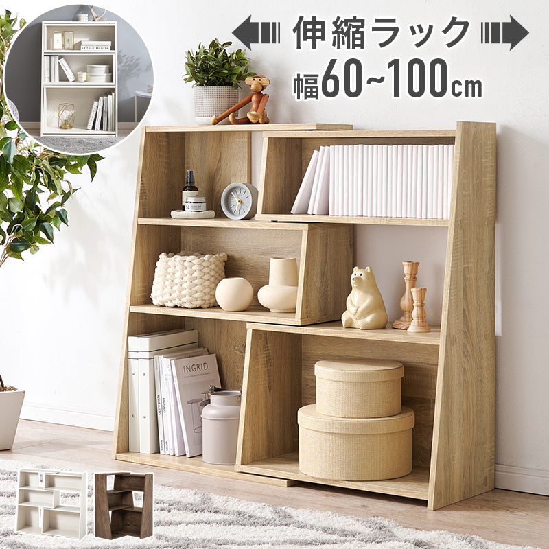 スライドラック ラック 収納家具 本棚 オープン 収納 伸縮オープンラック 伸縮 広い 奥行き フォルム おしゃれ