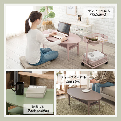 折れ脚テーブル センターテーブル くすみカラー 可愛い 雑誌 収納 無い オーバルタイプ おしゃれ 北欧