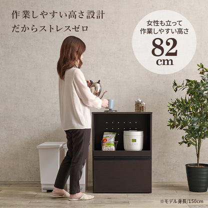 キッチンカウンター 収納庫タイプ キッチン収納 食器棚 レンジ台 ラック 狭い カウンターキャビネット 作業
