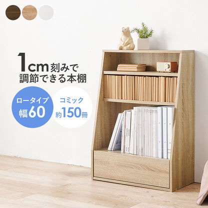 ブックラック 本棚 収納家具 ラック 収納 1cmピッチ ピッチ 棚板 調節 広い 奥行 引出し 日用 幅60cm おしゃれ