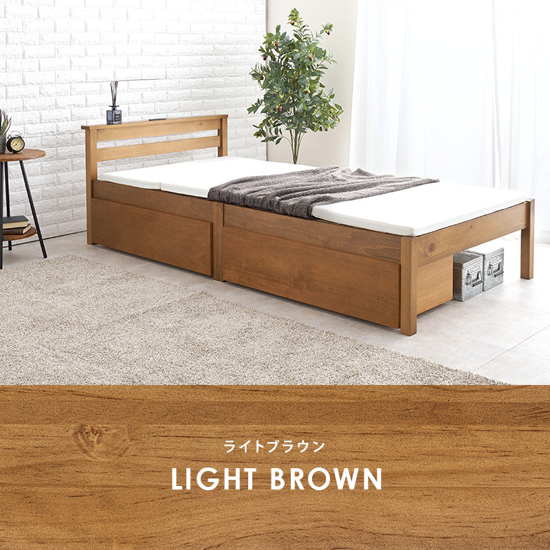 組立簡単 引出し付シングルベッド ネジなし 工具 模様替え 引っ越し 便利 容量収納 引出し2杯 セミダブル