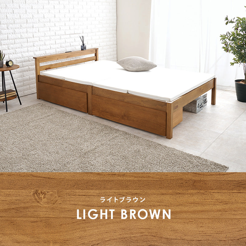 組立簡単 引出し付セミダブルベッド ネジなし 工具 模様替え 引っ越し 便利 容量収納 引出し2杯 シングル