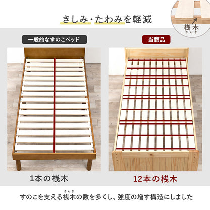 シングルミドルベッド ベッド シングルベッド 床面 4段階 床面下 容量収納 容量 収納 天然木すのこベッド 造り