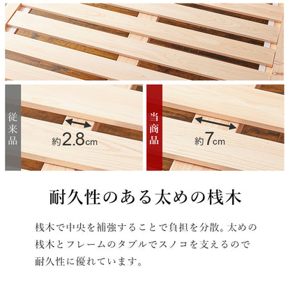 畳シングルベッド すのこベッド 天然い草 畳マット ひのき 香り 使用 ロングサイズ 3段階調整 敷布 床面