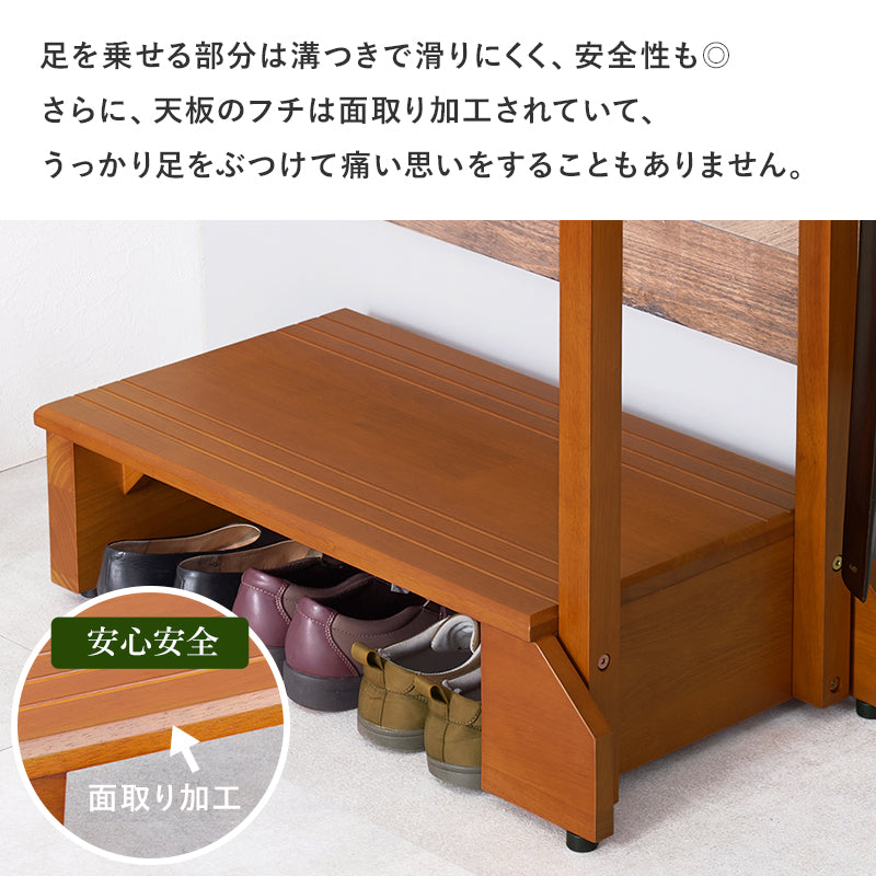 手すり付き玄関踏み台 片側手すり 玄関 収納家具 押入れ収納 手すり 玄関踏み台 便利 踏み台 ひざ 負担 段差