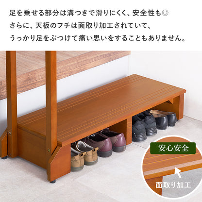 手すり付き玄関踏み台 片側手すり ワイド 玄関 収納家具 押入れ収納 手すり 玄関踏み台 便利 踏み台 ひざ 負担